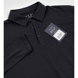 NWT BYLT Men's M Black Polyester Signature Long Sleeve Polo